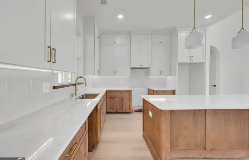 Modern farmhouse on one acre, Cumming, GA: kitchen island